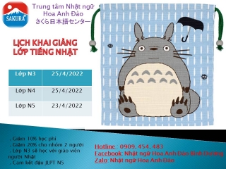 Lịch khai giảng tiếng nhật tháng 4 năm 2022