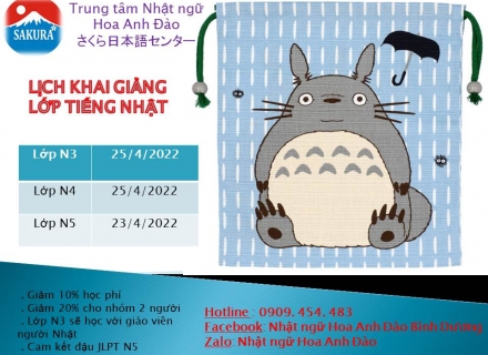 Lịch khai giảng tiếng nhật tháng 4 năm 2022